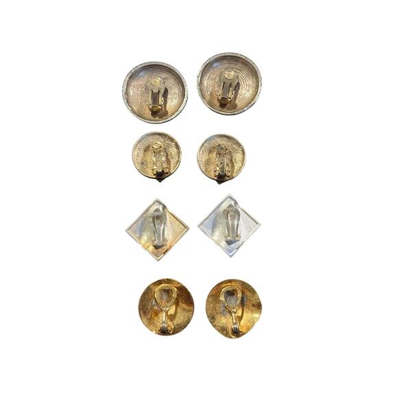 Vintage Gold/Silver Tone Clip-On Earrings - Picture 2 of 2